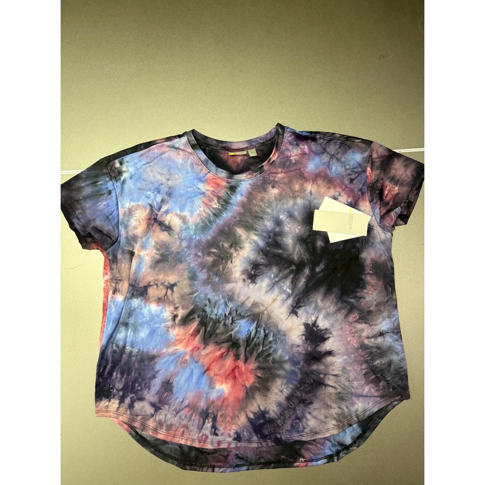 Zella All Day Tie Dye Short Sleeve T-Shirt Black Multi NR430210MI L